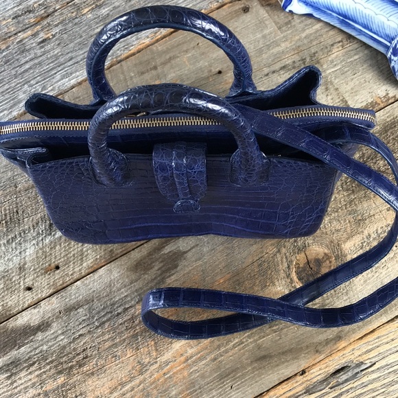 Nancy Gonzalez Christina Small Croc Handbag Blue - Picture 6 of 14